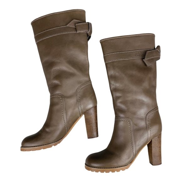 See By Chloe Brown Leather Mid Calf Boots Size 7 - Picture 1 of 16